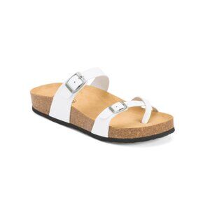 PLAKTON White Made In Spain Suede Comombay Comfort Footbed Sandals